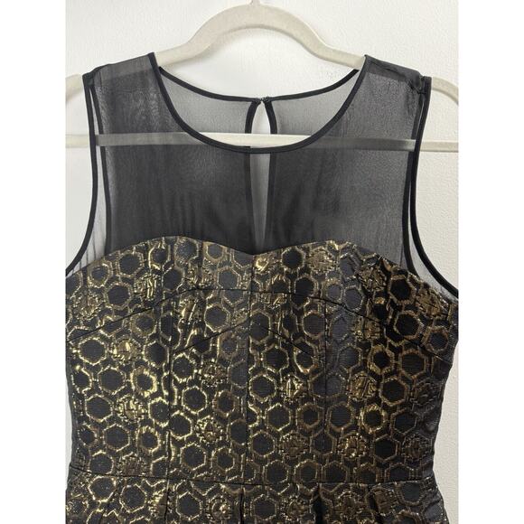 NWT Club Monaco Gold 3D Metallic Dress Celebration Party Old Money Regency 4 - Picture 2 of 8